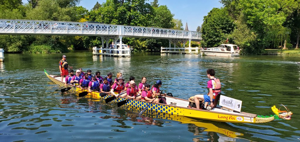 Paddlers taking part in a dragon boat race
