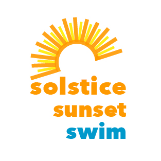 Solstice Sunset Swim logo - a sun graphic over the words solstice sunset swim