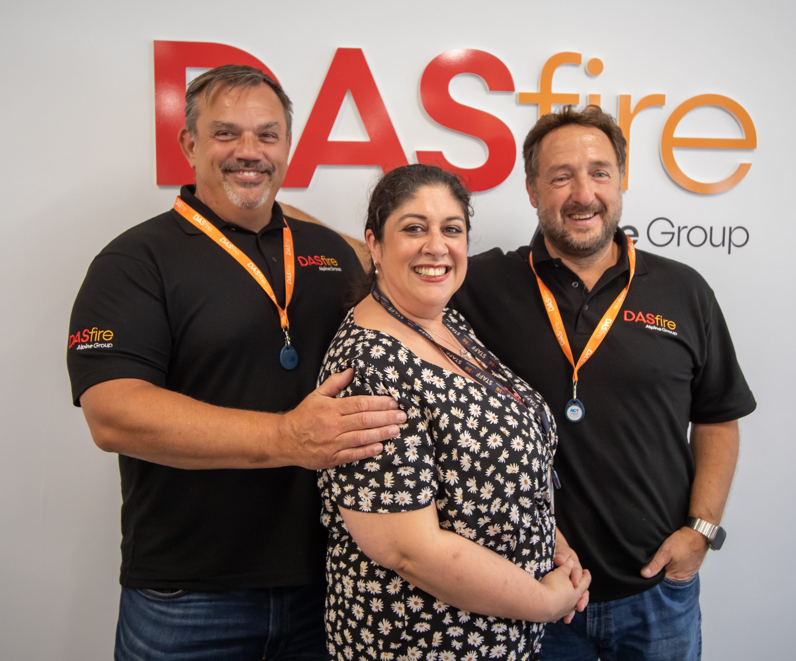 Kirsti from launchpad standing in the middle of two men from DAS Fire